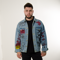CHAQUETA JEAN IS AZUL ESTAMAPADO CALAVERA