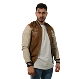 CHAQUETA LV POLIURETANO CAFE MANGA BEIGE
