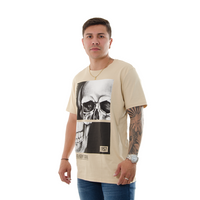 CAMISETA FI  BEIGE ESTAMPADO CALAVERA