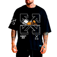CAMISETA ST OVERSIZE NEGRA OFF KAWS AMERICA