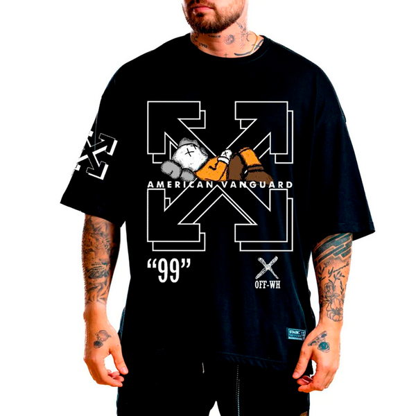 CAMISETA ST OVERSIZE NEGRA OFF KAWS AMERICA