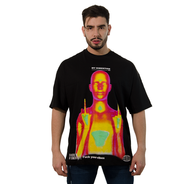 CAMISETA DN OVERSIZE NEGRA ESTAMPADO MY DIMENTION