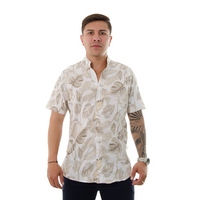 CAMISA HK MANGA CORTA BLANCA HOJAS CAFES