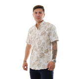 CAMISA HK MANGA CORTA BLANCA HOJAS CAFES