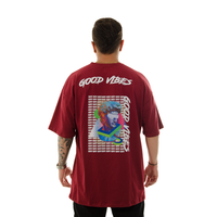 CAMISETA HK OVERSIZE VINO TINTO GOOD VIBES