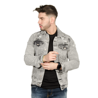 CHAQUETA JEAN CLASICA CF GRIS ROTOS 130