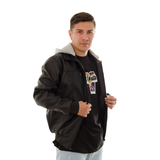 CHAQUETA LV POLIURETANO NEGRA CAPOTA