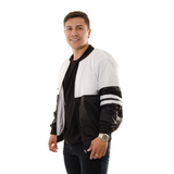 CHAQUETA MR BEISBOLERA IMPERMEABLE BLANCA CON NEGRO