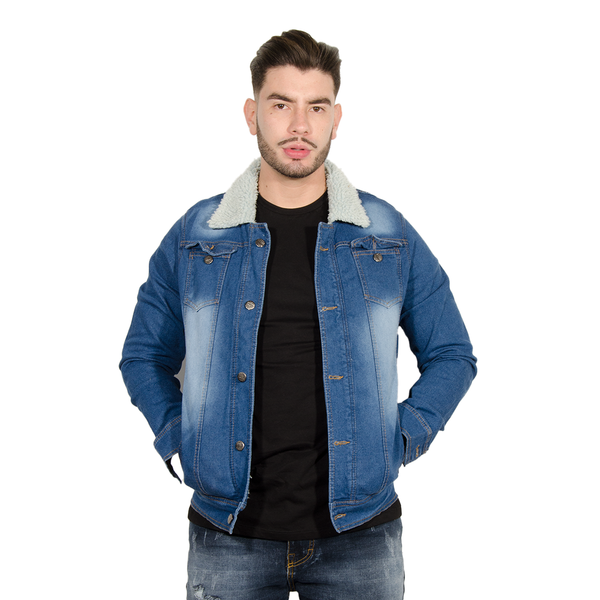 CHAQUETA JEAN EP AZUL MEDIO CUELLO OVEJERO
