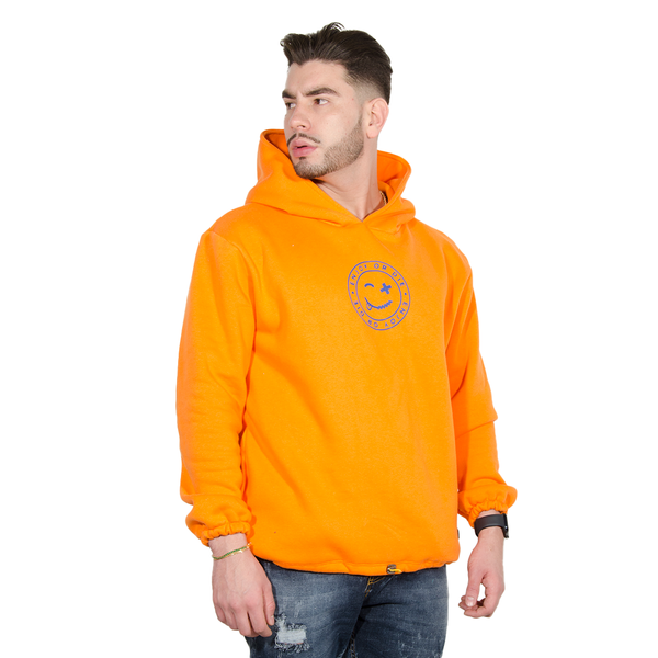 BUZO HK OVERSIZE CAPOTA NARANJA ESTMPADO